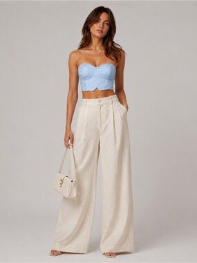 SUPERDOWN Powder Blue Crop Corset Top